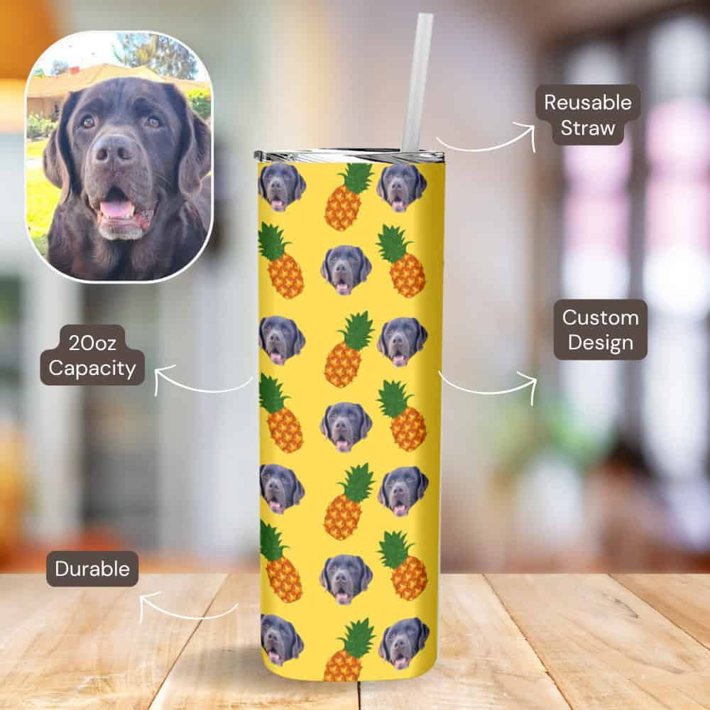 Tumbler featuring your pet photos, custom photo tumbler